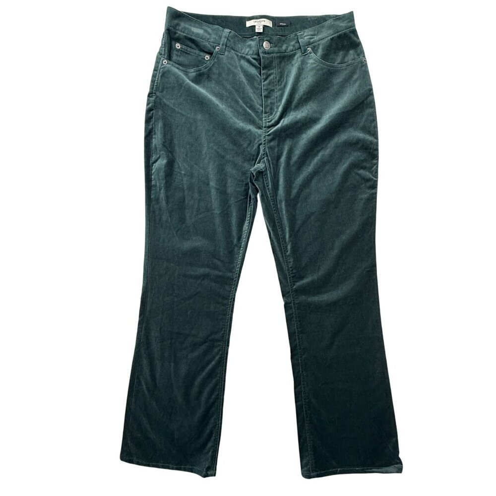 Liz Claiborne Velveteen Pants Stretch Boot Cut Jewel Green Western Preppy 14